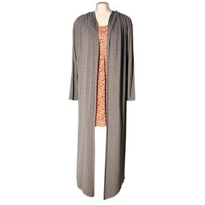 Isaac Liev Hooded Maxi Cardigan Gray